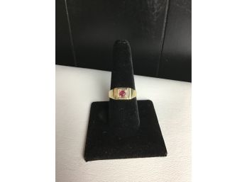 Men's Custom Made 14 K Gold And Ruby Ring Size 8
