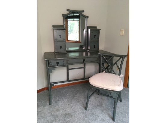 Pier 1 Painted Bamboo Vanity & Matching Chair