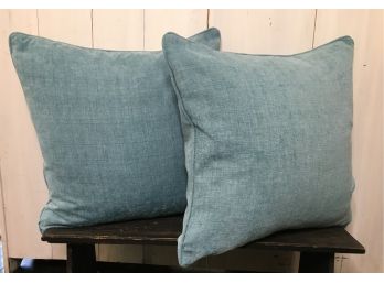 Pair Of Blue, Down-Filled Ralph Lauren Pillows