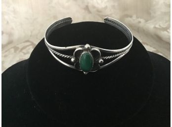 Sterling Silver And Green Stone Cuff Bracelet
