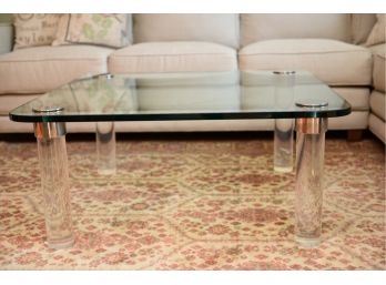 Leon Rosen For Pace Mid-Century Modern Lucite, Chrome And Glass Cocktail Table (RETAIL $2,500)