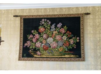 Embroidered Wall Tapestry With Multicolored Floral Motif