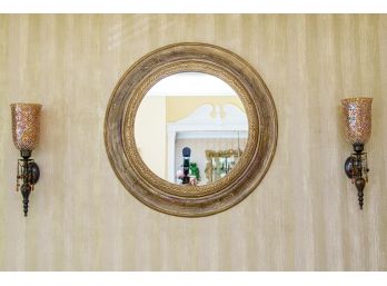 38” Circular Gilt Wall Mirror