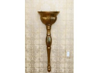 Elongated Wall Sconce Shelf With Faux Plant