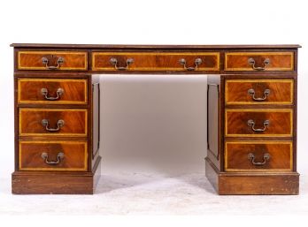 Executive Desk With Tooled Leather Top