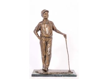 Signed, Numbered Bronze Sculpture Of A Young Golfer By Gary Price