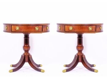 Pair Of Hammary Round Top Accent Tables