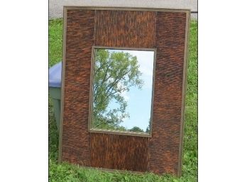 Large Sized Decorative Faux Bamboo Metal Wall Mirror