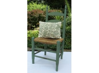 Green Painted Shaker Style Chair With Rush Seat Well Made