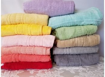 Twelve New Martha Stewart Colorful Bath Towels