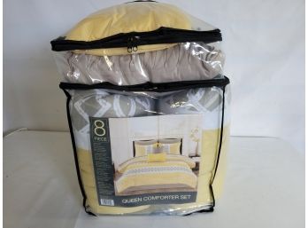 New 8 Piece Queen Size Yellow Comforter Set