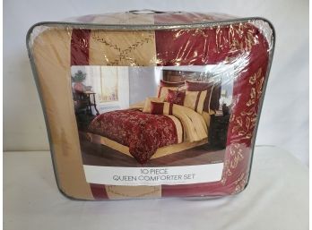 Brand New Burgundy & Gold Comforter Set
