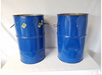 Two Metal Barrels With Handles