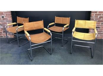 Leather And Chrome Chairs By Daystrom