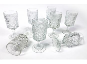 Clear Glass Faceted Tall Goblets Set Of 8