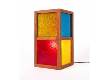 Retro Box Lamp With Red, Blue, Green And Yellow Panels