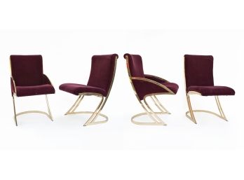 Cantilevered Z Back Style Dining Chairs In The Manner Of Pierre Cardin Milo Baughman
