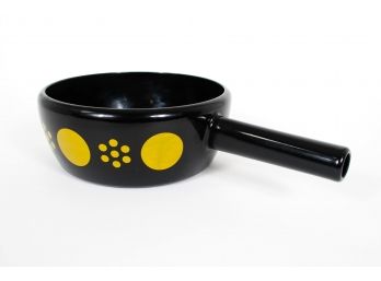 Mod Enamel Swiss Fondue Pot Black Yellow Polka Dots
