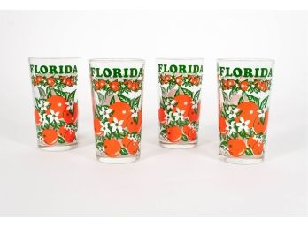 Graphic Vintage Florida Orange Juice Glasses - Set Of 4