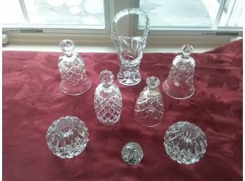 LOT OF MISCELLANEOUS WATERFORD  And SWAROVSKI CRYSTAL!  EIGHT DECORATIVE PIECES!