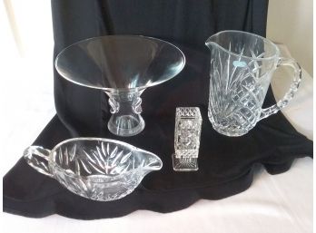 HIGH END GLASSWARE Lot - Four Pieces Crystal And Cut Glass - Steuben, Durand - EXQUISITE!