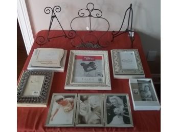 SIX Fancy Picture Frames Plus THREE METAL EASELS