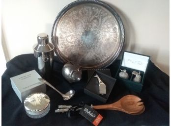 Lot Of Mostly Silverplate.....elephant Bank, Tray, Giraffe, More....