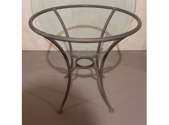 ROUND IRON TABLE With THICK BEVELED GLASS TOP - MINIMALIST And SIMPLE!