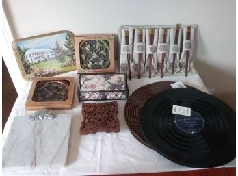 LOT Of TABLEWARE ACCESSORIES - Placemats, Chopsticks For 6, Trivets, Napkins, Napkin Holders.