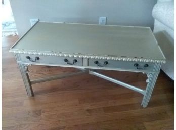 Small ORIENTAL-STYLE COFFEE TABLE - PAINTED IN A SILVERY GREEN Or CELADON FINISH - SHABBY CHIC!