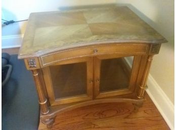 VINTAGE END TABLE, Glass Front And Sides