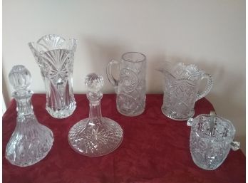 LARGE LOT Of Vintage ELEGANTCRYSTAL - Vases, Decanters, Ice Bucket - DURAND VASE Is Grand!