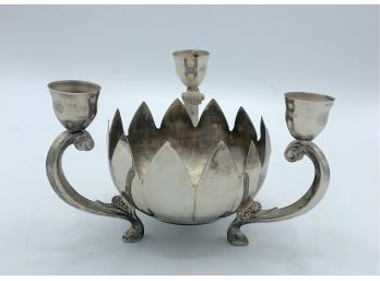 Silver Candelabra (3) With Center Flower Vase