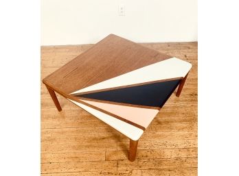 Teak Coffee Table With Modern Painted Accent
