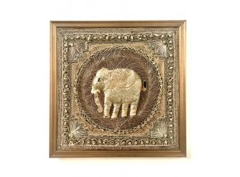 Elephant Beaded Tapestry Framed Professionally
