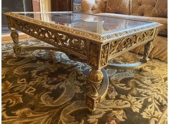 Chappelle Furniture  Ornate Cocktail Table With Antique Look  Glass  ( Paid $ 2725.00)