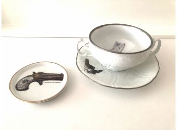 Lot Of (2)  - D& A 'I Never Loved You' Soup Bowl/saucer & 'Hard To Kill Los Angeles' Trinket Plate
