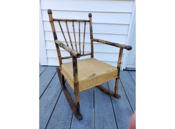 Vintage Bamboo / Rattan Children's Rocking Chair
