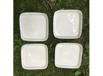 Set Of 4 White Square Plates 9.5'