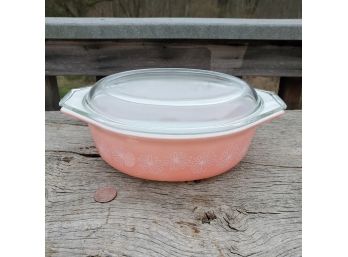 Vintage Pink Daisy Pyrex Casserole Dish With Lid