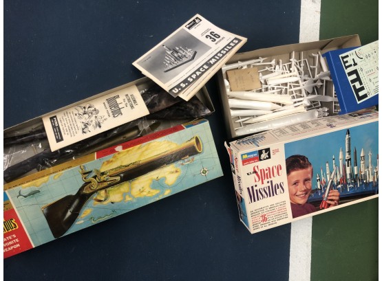 Lot Of Two Vintage 1960s Model Kits - PYRO Blunderbuss & Monogram Space Missiles