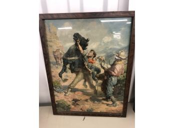 Authentic Colorful Vintage William Robinson Leigh(W.R. LEIGH) Print In Period Frame, Circa 1920s.