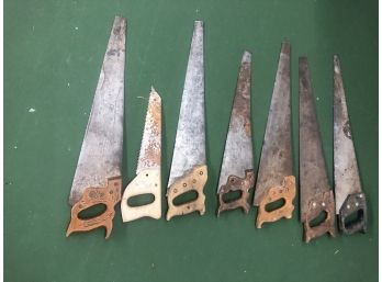 Lot Of Vintage Wood Handle Hand Saws In Very Good Condition