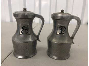 Set Of Vintage 1776-1976 Pewter Tall Salt & Pepper Shakers With Makers Marks