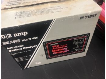 Vintage SEARS Battery Charger & Starter 10/2/ Amp 12 Volt In Original Box