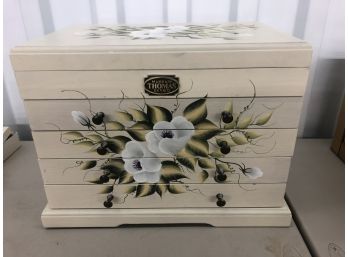 Thomas Museum Series Hand-painted Large White Shabby Chic Jewelry Box In Great Condition