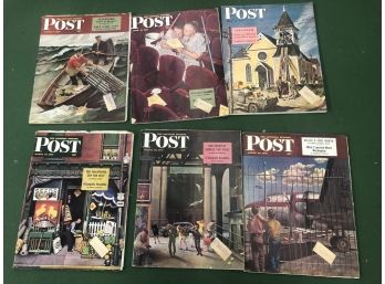 Lot Of 6 Vintage 'THE SATURDAY EVENING POST' March/April 1946 In Very Good Condition Full Magazines
