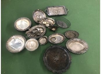 HUGE Lot Of Vintage Victorian Era Silver Serving Items - Bowls - Flatware - Trays And More
