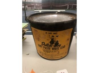 Vtg 1940s-50s Dutch Boy 25 Lb LEAD Paint Bale Handle Metal Bucket Can Advertisement Display