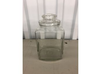 Large Vintage Glass Apothecary Candy Cookie Jar 13' Tall X 8' And Lid